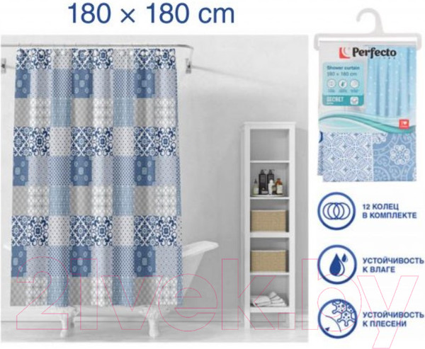 Изображение товара Шторка-занавеска для ванны Perfecto Linea Secret 36-118104 (калейдоскоп)