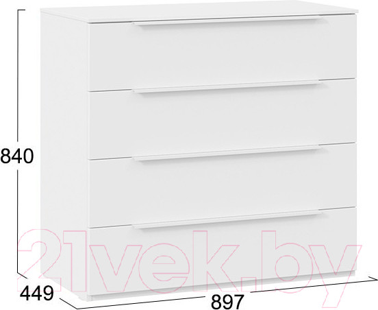 Изображение товара Комод ТриЯ Порто ТД-393.04.01 (белый жемчуг/белый софт)