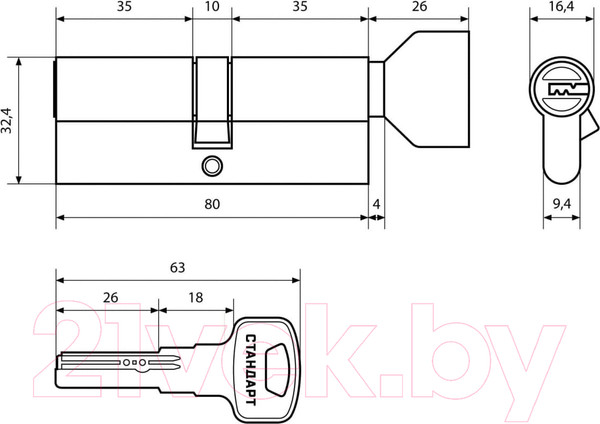 Изображение товара Цилиндровый механизм замка УЗК Z.F.80В-5K SN / 12227