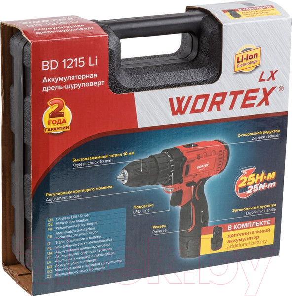 Изображение товара Аккумуляторная дрель-шуруповерт Wortex BD 1215 Li (0329353)