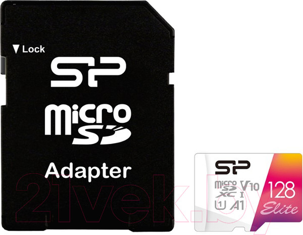 Изображение товара Карта памяти Silicon Power Elite V10 128GB MicroSDXC + адаптер (SP128GBSTXBV1V20SP)