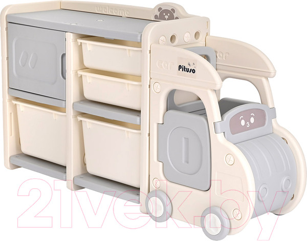 Изображение товара Стеллаж игровой Pituso Машинка / UN-CS01-grey (серый/белый)