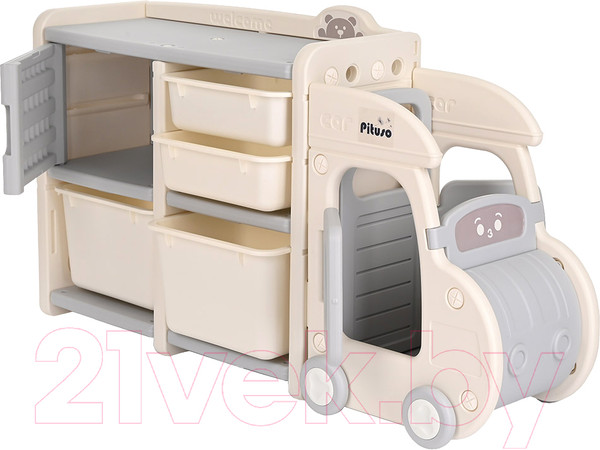 Изображение товара Стеллаж игровой Pituso Машинка / UN-CS01-grey (серый/белый)