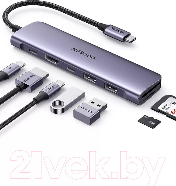 Изображение товара Док-станция для ноутбука Ugreen CM195 / 15214 (серый космос)
