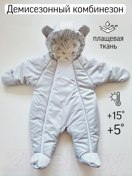 Изображение товара Комбинезон прогулочный детский Sofi Тедди / 3025-С (р.62, серый)