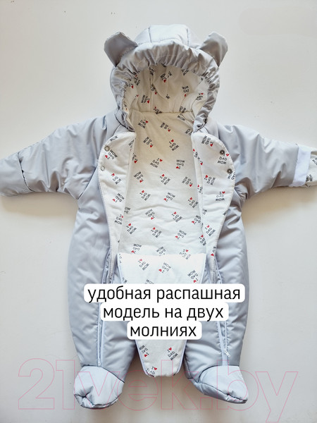 Изображение товара Комбинезон прогулочный детский Sofi Тедди / 3025-С (р.62, серый)
