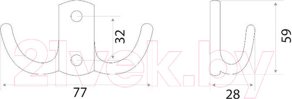 Изображение товара Крючок для одежды Trodos ZY-201В 2-рожковый сплав ЦАМ (бронза)