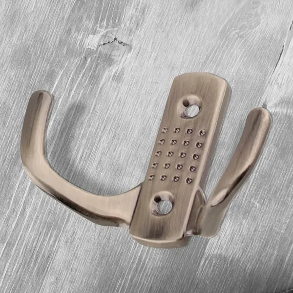 Изображение товара Крючок для одежды Trodos ZY-201С 2-рожковый сплав ЦАМ (бронза)