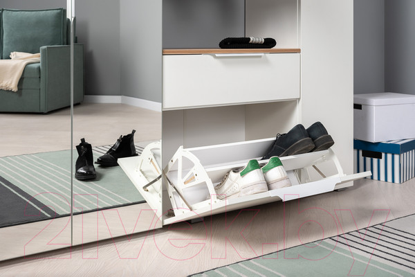 Изображение товара Тумба для обуви Mobi Октава 16.127 (белый PE шагрень/дуб золотой Craft/белая шагрень 4101 ПВХ)