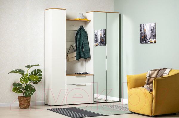 Изображение товара Шкаф Mobi Октава 13.338 (белый PE шагрень/дуб золотой Craft)