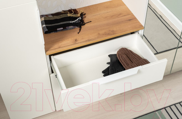 Изображение товара Шкаф Mobi Октава 13.338 (белый PE шагрень/дуб золотой Craft)