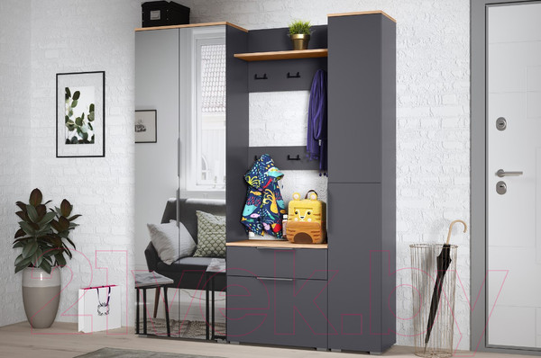 Изображение товара Шкаф-пенал Mobi Октава 13.228 (серый графит 0162 РЕ/дуб золотой Craft/графит ZB 856-2 ПВХ)