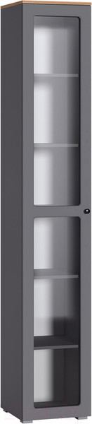 Изображение товара Шкаф-пенал с витриной Mobi Остин 16.394.03 (серый графит 0162 РЕ/дуб золотой craft/графит ZB 856-2 ПВХ)