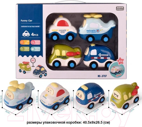 Изображение товара Набор игрушечных автомобилей Top Goods Милые машинки 3707