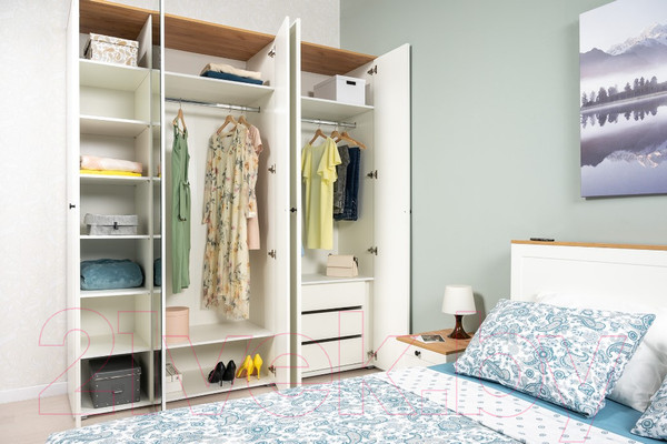 Изображение товара Шкаф Mobi Остин 13.336.02 (белый PE шагрень/дуб золотой craft/белая шагрень 4101 ПВХ)