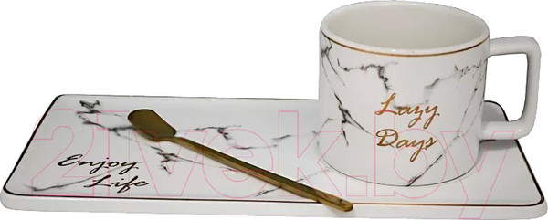 Изображение товара Чашка с блюдцем Lenardi 106-019 (с ложкой)