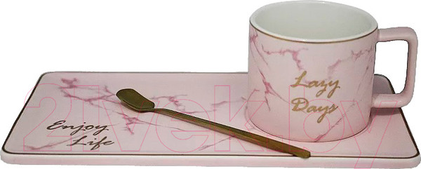 Изображение товара Чашка с блюдцем Lenardi 106-020 (с ложкой)