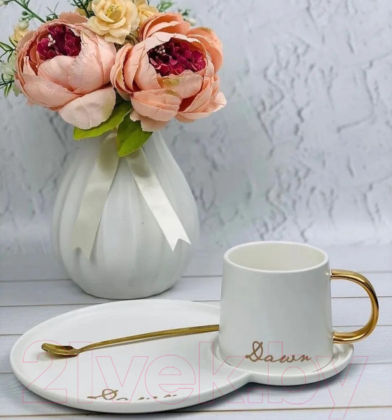 Изображение товара Чашка с блюдцем Lenardi 106-029 (с ложкой)