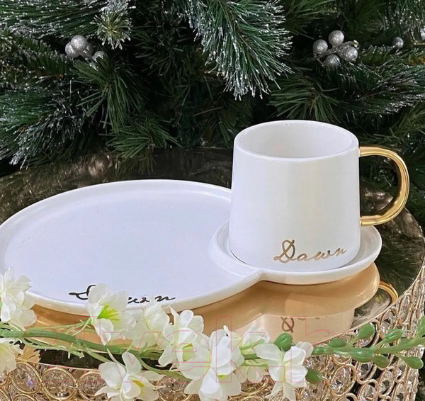 Изображение товара Чашка с блюдцем Lenardi 106-029 (с ложкой)