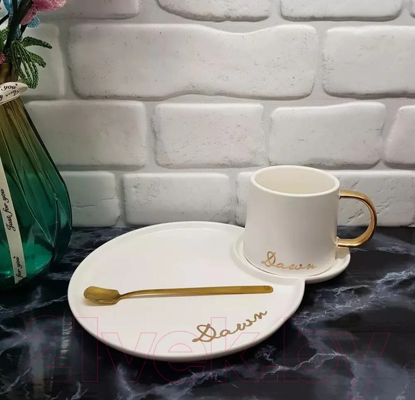 Изображение товара Чашка с блюдцем Lenardi 106-029 (с ложкой)