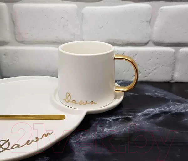 Изображение товара Чашка с блюдцем Lenardi 106-029 (с ложкой)