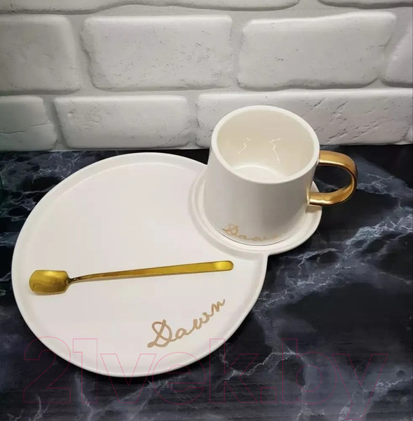 Изображение товара Чашка с блюдцем Lenardi 106-029 (с ложкой)