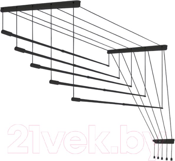 Изображение товара Сушилка для белья Comfort Alumin Group Потолочная 5 прутьев Black Style Telescop 120-200см (алюминий)