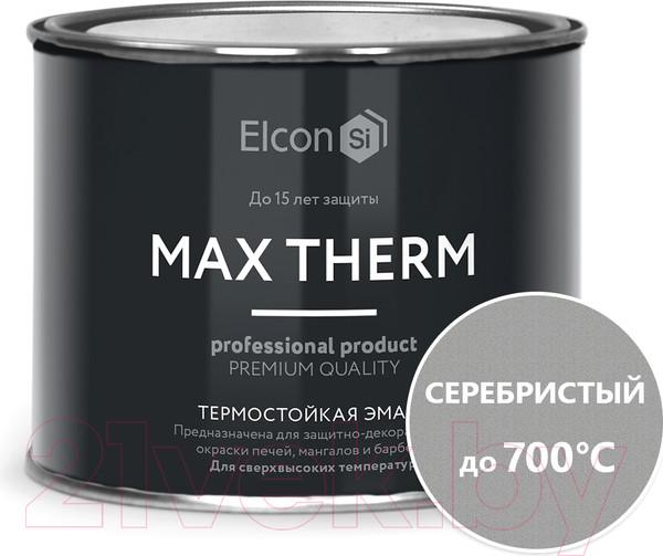 Изображение товара Эмаль Elcon Термостойкая до 700C (400г, серебристый)