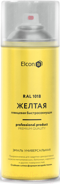 Изображение товара Эмаль Elcon Универсальная акриловая RAL 1018 глянцевый (520мл, желтый)