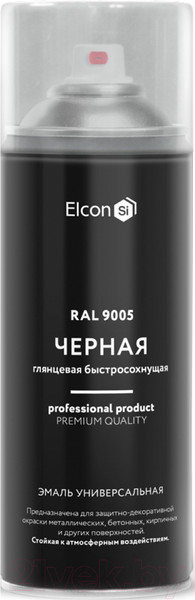 Изображение товара Эмаль Elcon Универсальная акриловая RAL 9005 глянцевый (520мл, черный)