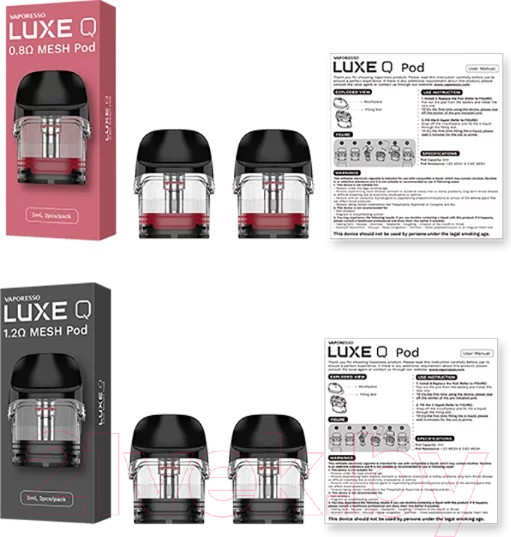 Изображение товара Набор картриджей для электронного парогенератора Vaporesso Luxe Q Luxe QS Mesh 1.0 Ом (2мл, 4шт)