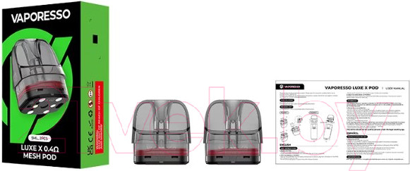Изображение товара Набор картриджей для электронного парогенератора Vaporesso Luxe X Mesh 0.4 Ом 32W (5мл, 2шт)