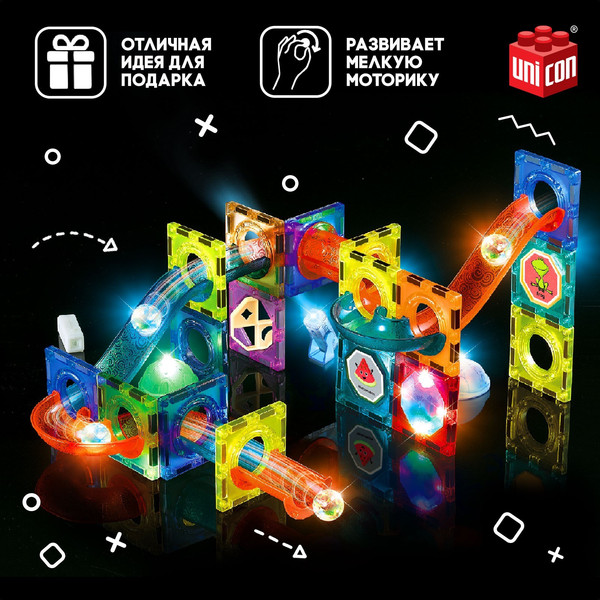Изображение товара Конструктор магнитный Unicon Магникс / 9444940 (49эл)