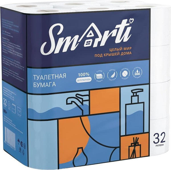 Изображение товара Туалетная бумага Smarti 3-cлойная (32рул)
