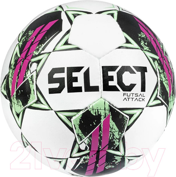 Изображение товара Мяч для футзала Select Futsal Attack V22 Grain / 1073460009 (размер 4, белый/зеленый/фиолетовый)