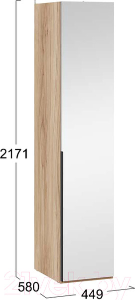 Изображение товара Шкаф-пенал ТриЯ Порто СМ-393.07.002 с 1 зеркальной дверью (яблоня беллуно/графит)