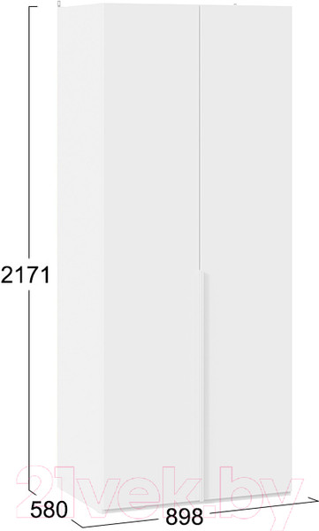 Изображение товара Шкаф ТриЯ Порто СМ-393.07.003 с 2 глухими дверями (белый жемчуг/белый софт)