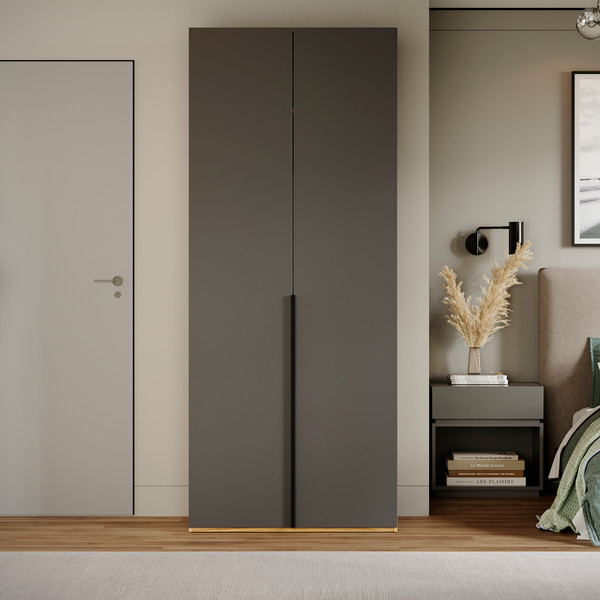 Изображение товара Шкаф ТриЯ Порто СМ-393.07.003 с 2 глухими дверями (яблоня беллуно/графит софт)