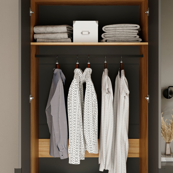 Изображение товара Шкаф ТриЯ Порто СМ-393.07.003 с 2 глухими дверями (яблоня беллуно/графит софт)