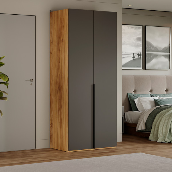 Изображение товара Шкаф ТриЯ Порто СМ-393.07.003 с 2 глухими дверями (яблоня беллуно/графит софт)