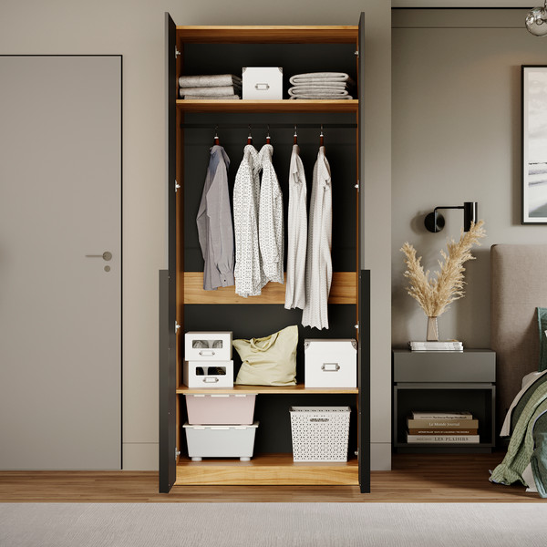 Изображение товара Шкаф ТриЯ Порто СМ-393.07.003 с 2 глухими дверями (яблоня беллуно/графит софт)