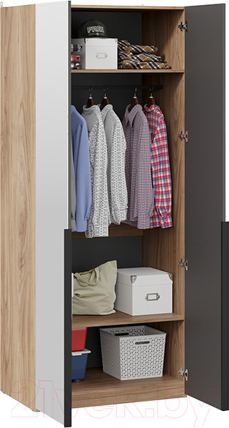 Изображение товара Шкаф ТриЯ Порто СМ-393.07.004 с 2 зеркальными дверями (яблоня беллуно/графит)