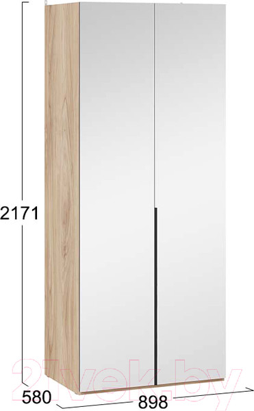 Изображение товара Шкаф ТриЯ Порто СМ-393.07.004 с 2 зеркальными дверями (яблоня беллуно/графит)