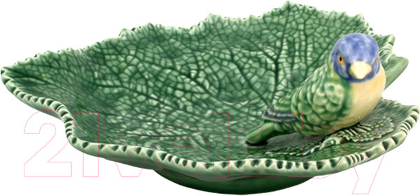 Изображение товара Блюдо Bordallo Pinheiro Sardinheira Лист с синей птицей / 65002705