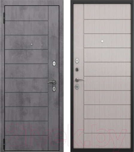 Изображение товара Входная дверь Mastino H1 Home Eco PP 96x205 (левая, черный муар металлик/бетон темный/бьянко ларче)