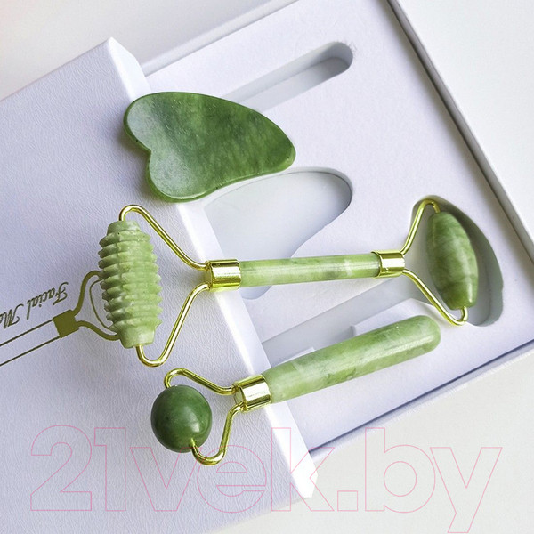Изображение товара Массажный набор для лица Nail Art Нефрит (3пр, зеленый)
