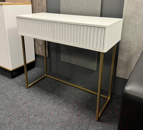 Изображение товара Консольный столик Shtabe Royal 5011 эко (белый/белый/золото)