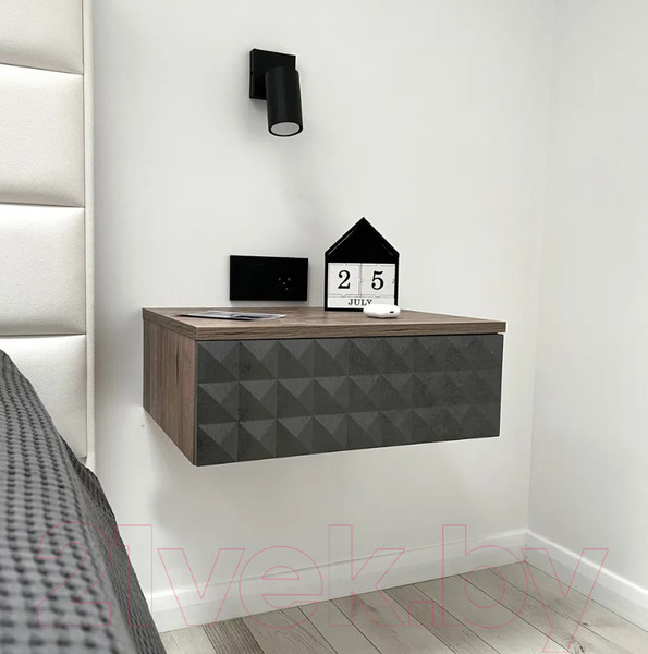 Изображение товара Прикроватная тумба Shtabe Simple 7000 эко (графит/дуб веллингтон)