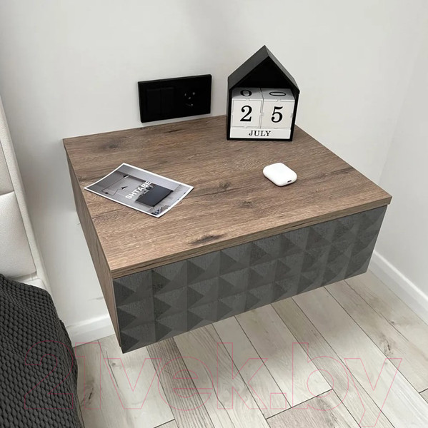 Изображение товара Прикроватная тумба Shtabe Simple 7000 эко (графит/дуб веллингтон)