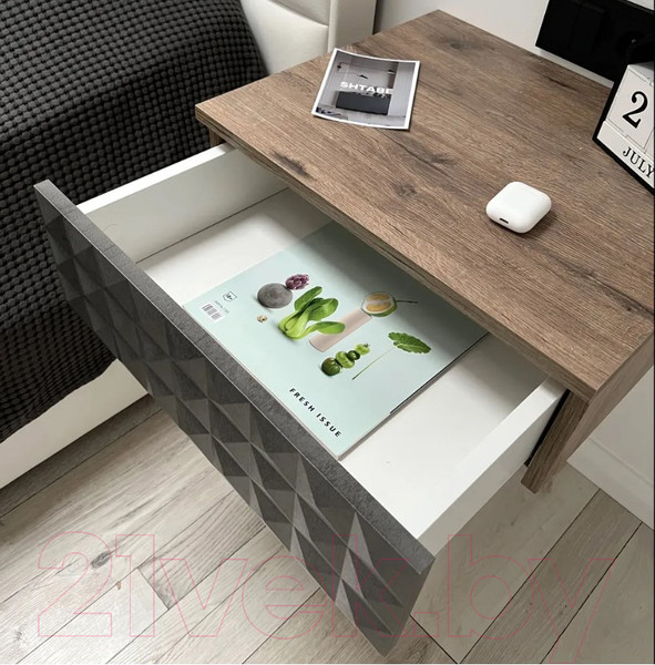 Изображение товара Прикроватная тумба Shtabe Simple 7000 эко (графит/дуб веллингтон)